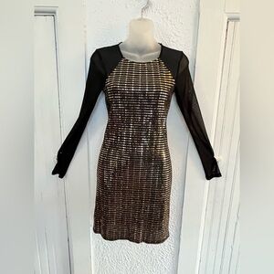 Black and Gold Sequin Dress